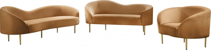 Ritz 85.5" Velvet Upholstered Sofa in Saddle - 659Saddle-S