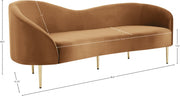 Ritz 85.5" Velvet Upholstered Sofa in Saddle - 659Saddle-S