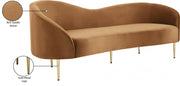 Ritz 85.5" Velvet Upholstered Sofa in Saddle - 659Saddle-S