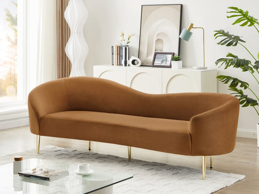 Ritz 85.5" Velvet Upholstered Sofa in Saddle - 659Saddle-S