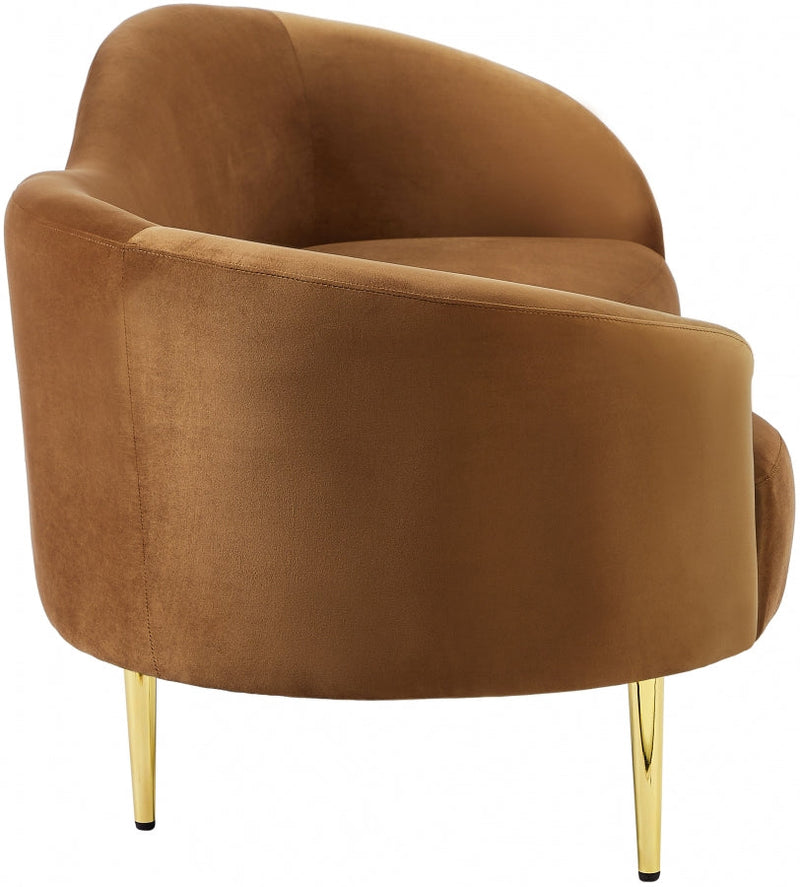 Ritz 85.5" Velvet Upholstered Sofa in Saddle - 659Saddle-S