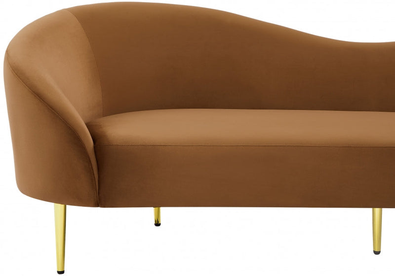 Ritz 85.5" Velvet Upholstered Sofa in Saddle - 659Saddle-S