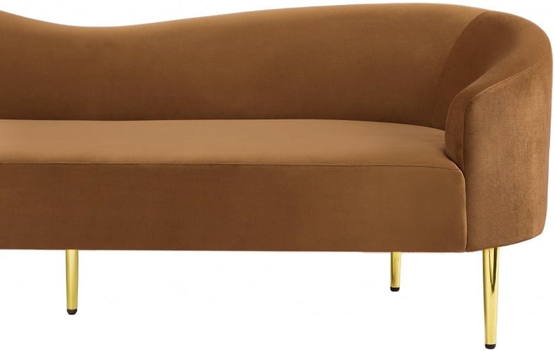 Ritz 85.5" Velvet Upholstered Sofa in Saddle - 659Saddle-S