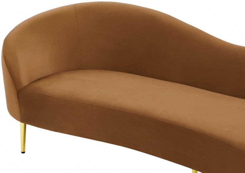 Ritz 85.5" Velvet Upholstered Sofa in Saddle - 659Saddle-S
