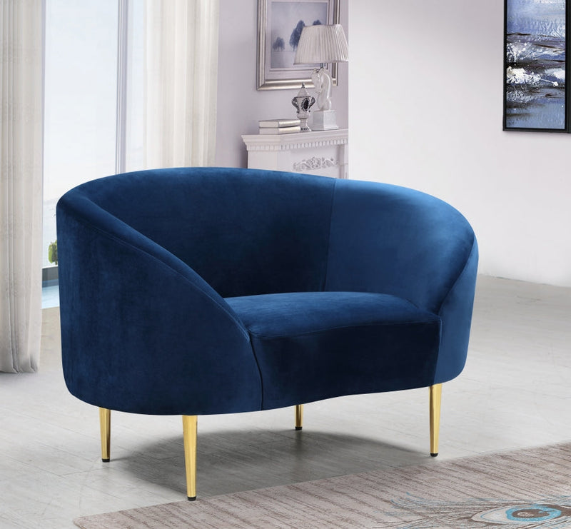 Ritz Velvet Upholstered Chair in Blue - 659Navy-C