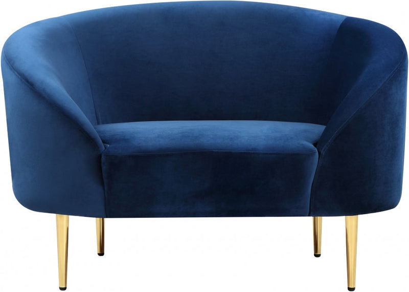 Ritz Velvet Upholstered Chair in Blue - 659Navy-C