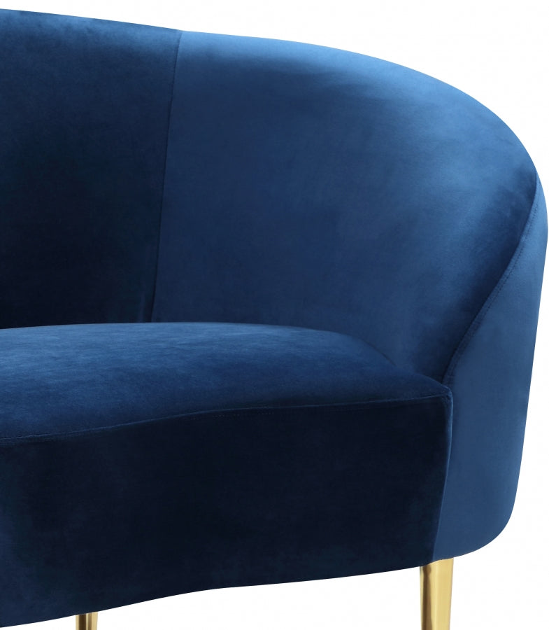 Ritz Velvet Upholstered Chair in Blue - 659Navy-C