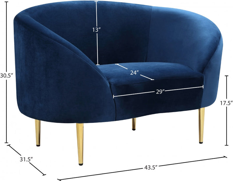 Ritz Velvet Upholstered Chair in Blue - 659Navy-C