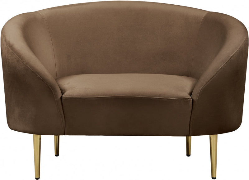 Ritz Velvet Upholstered Chair in Brown - 659Brown-C