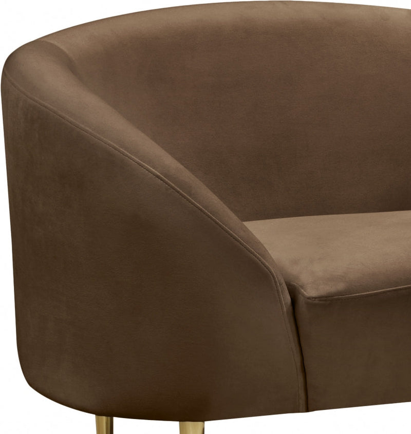 Ritz Velvet Upholstered Chair in Brown - 659Brown-C