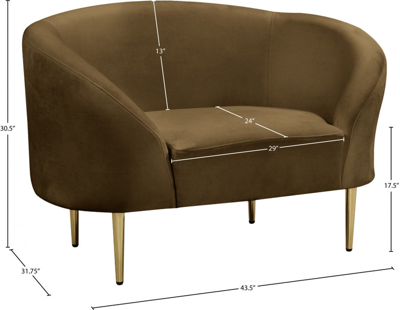 Ritz Velvet Upholstered Chair in Brown - 659Brown-C