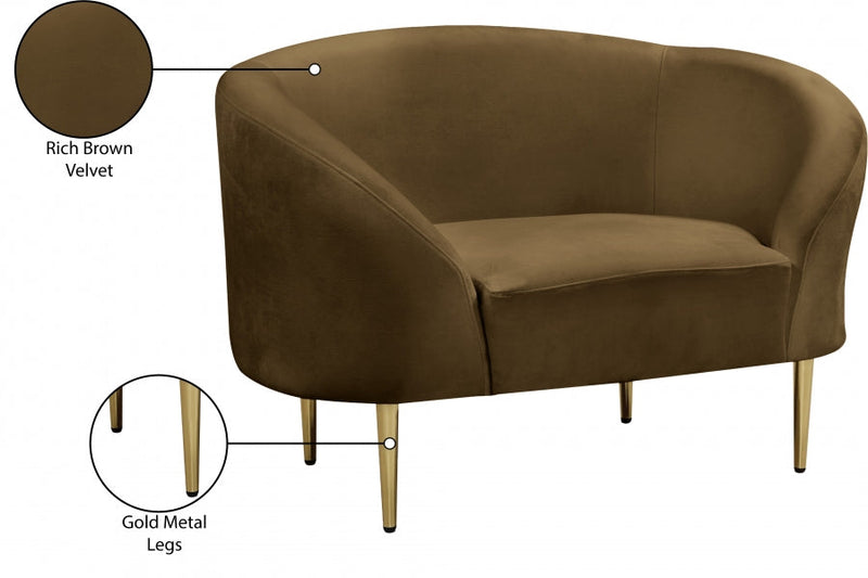 Ritz Velvet Upholstered Chair in Brown - 659Brown-C