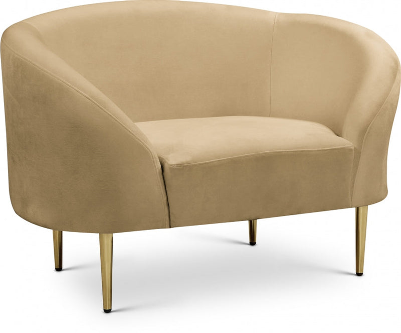 Ritz Velvet Upholstered Chair in Camel - 659Camel-C