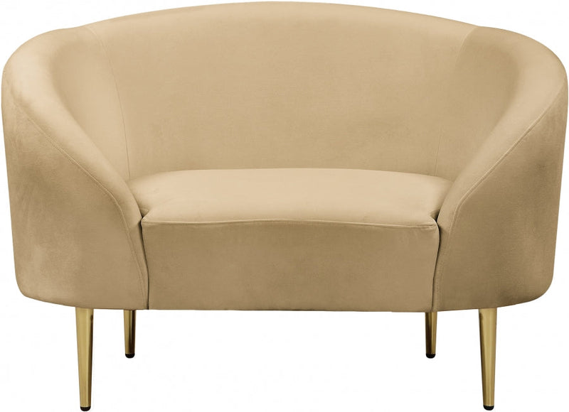 Ritz Velvet Upholstered Chair in Camel - 659Camel-C