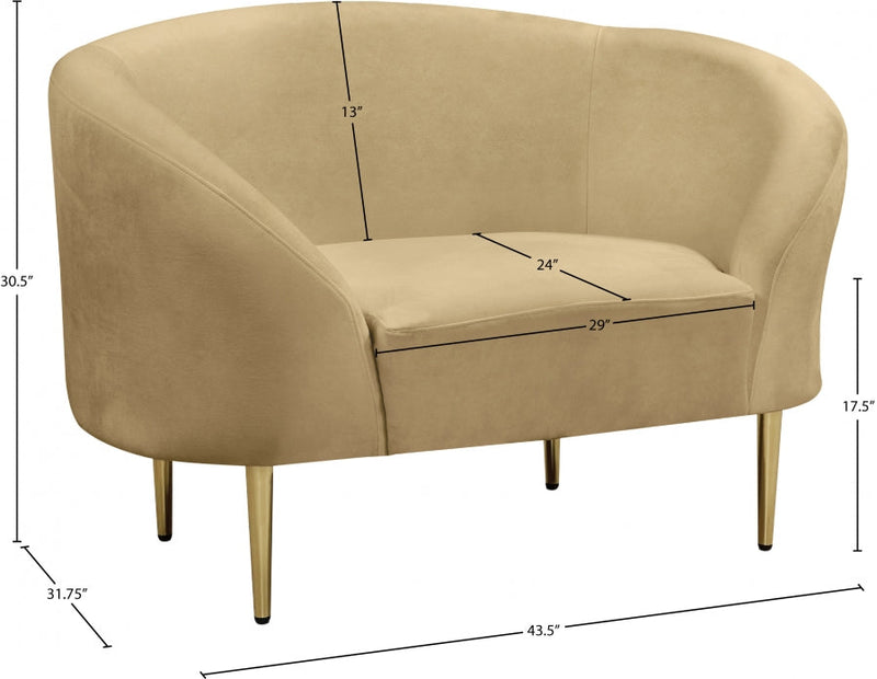 Ritz Velvet Upholstered Chair in Camel - 659Camel-C