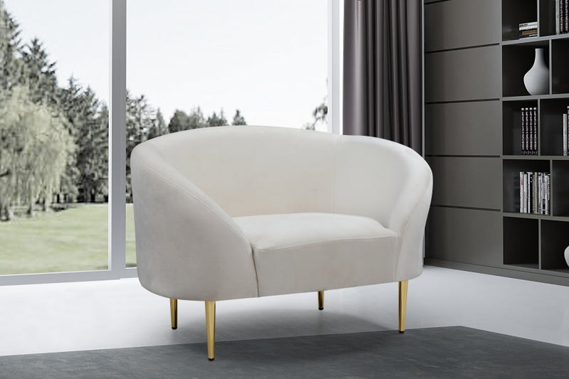 Ritz Velvet Upholstered Chair in Cream - 659Cream-C