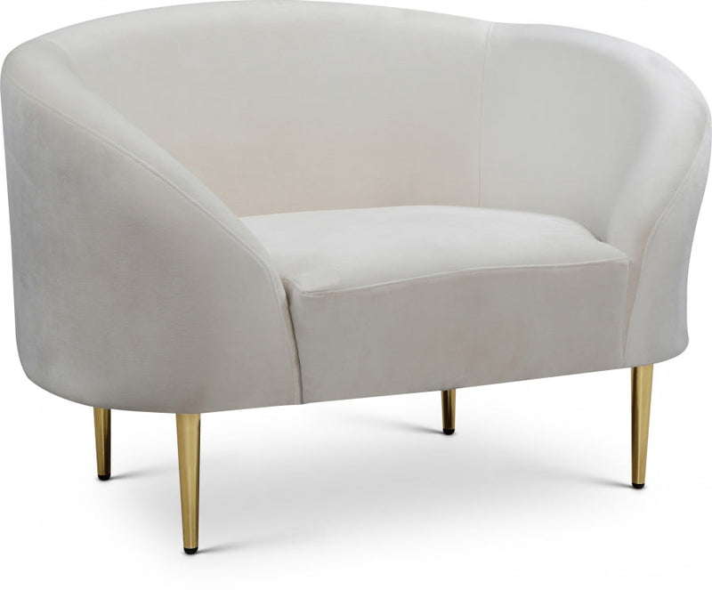 Ritz Velvet Upholstered Chair in Cream - 659Cream-C