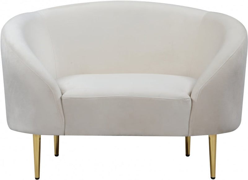 Ritz Velvet Upholstered Chair in Cream - 659Cream-C