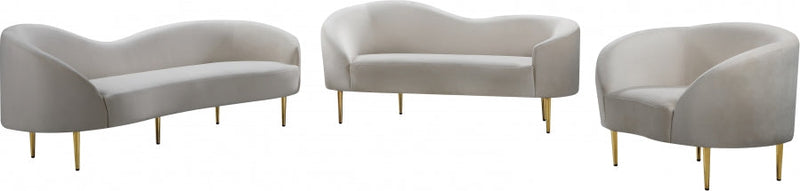 Ritz Velvet Upholstered Chair in Cream - 659Cream-C