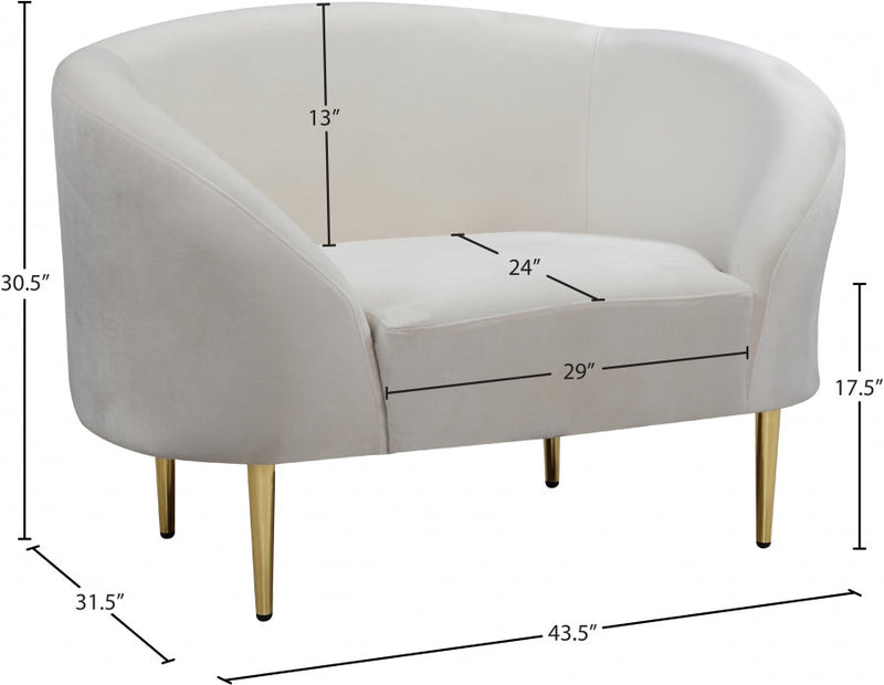 Ritz Velvet Upholstered Chair in Cream - 659Cream-C