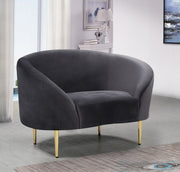 Ritz Velvet Upholstered Chair in Grey - 659Grey-C