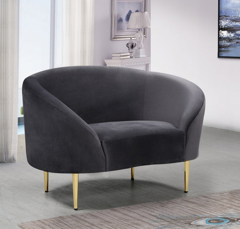 Ritz Velvet Upholstered Chair in Grey - 659Grey-C