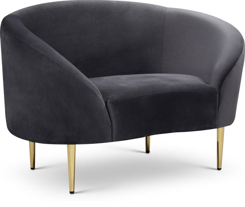 Ritz Velvet Upholstered Chair in Grey - 659Grey-C