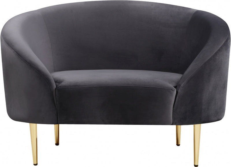 Ritz Velvet Upholstered Chair in Grey - 659Grey-C