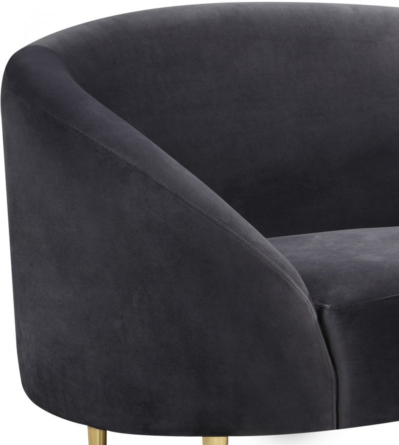 Ritz Velvet Upholstered Chair in Grey - 659Grey-C