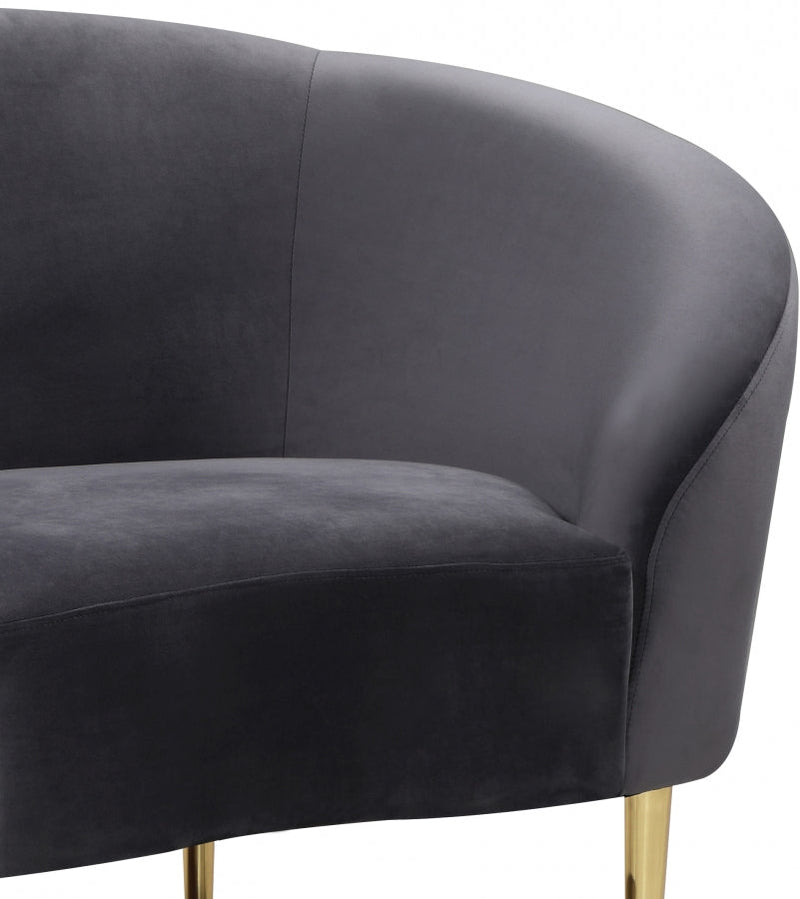 Ritz Velvet Upholstered Chair in Grey - 659Grey-C