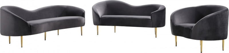 Ritz Velvet Upholstered Chair in Grey - 659Grey-C
