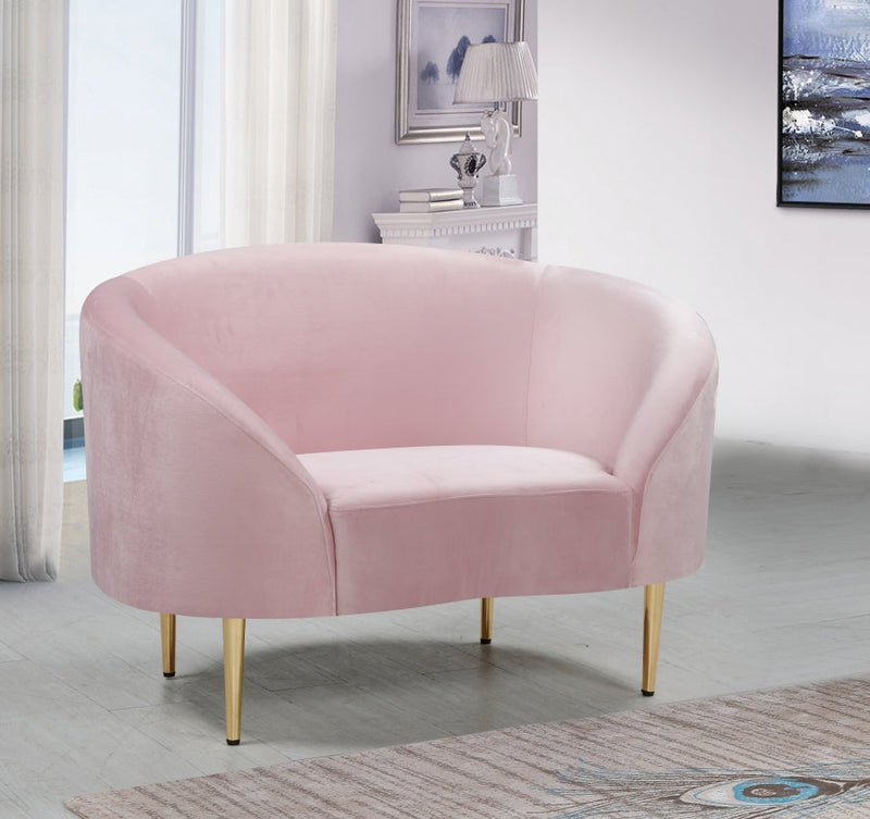 Ritz Velvet Upholstered Chair in Pink - 659Pink-C
