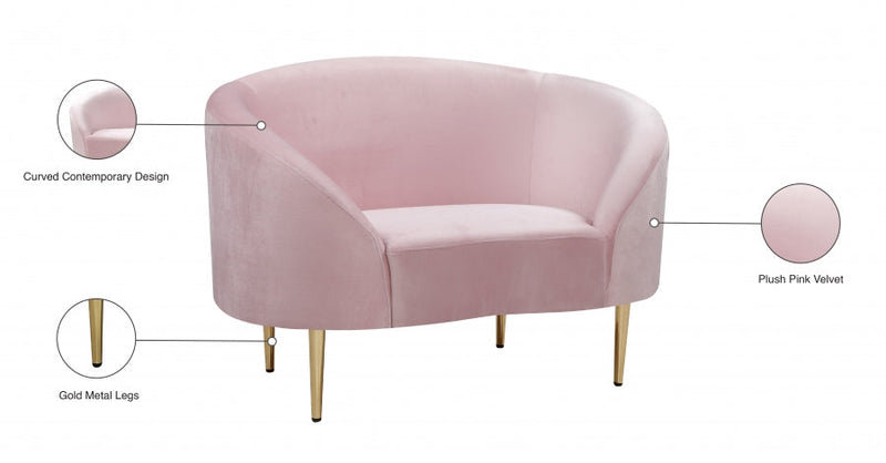 Ritz Velvet Upholstered Chair in Pink - 659Pink-C
