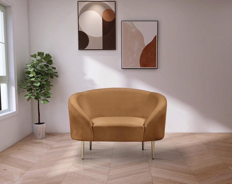 Ritz Velvet Upholstered Chair in Saddle - 659Saddle-C
