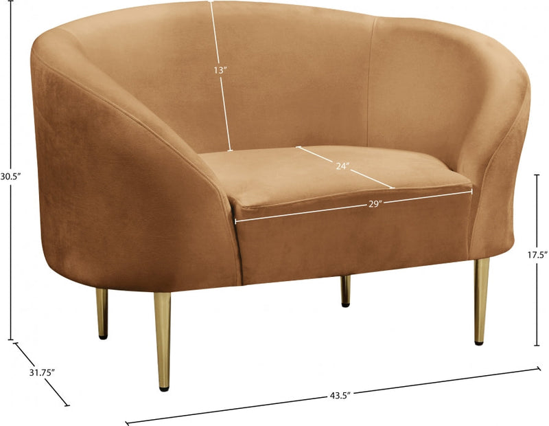 Ritz Velvet Upholstered Chair in Saddle - 659Saddle-C