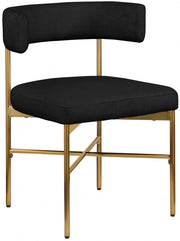 Rivage Linen Textured Fabric Upholstered Dining Chair in Black, Set of 2 - 926Black-C