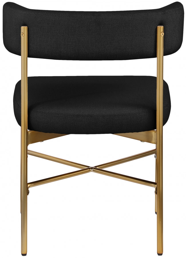 Rivage Linen Textured Fabric Upholstered Dining Chair in Black, Set of 2 - 926Black-C