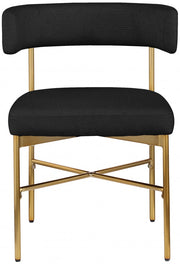 Rivage Linen Textured Fabric Upholstered Dining Chair in Black, Set of 2 - 926Black-C