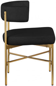 Rivage Linen Textured Fabric Upholstered Dining Chair in Black, Set of 2 - 926Black-C