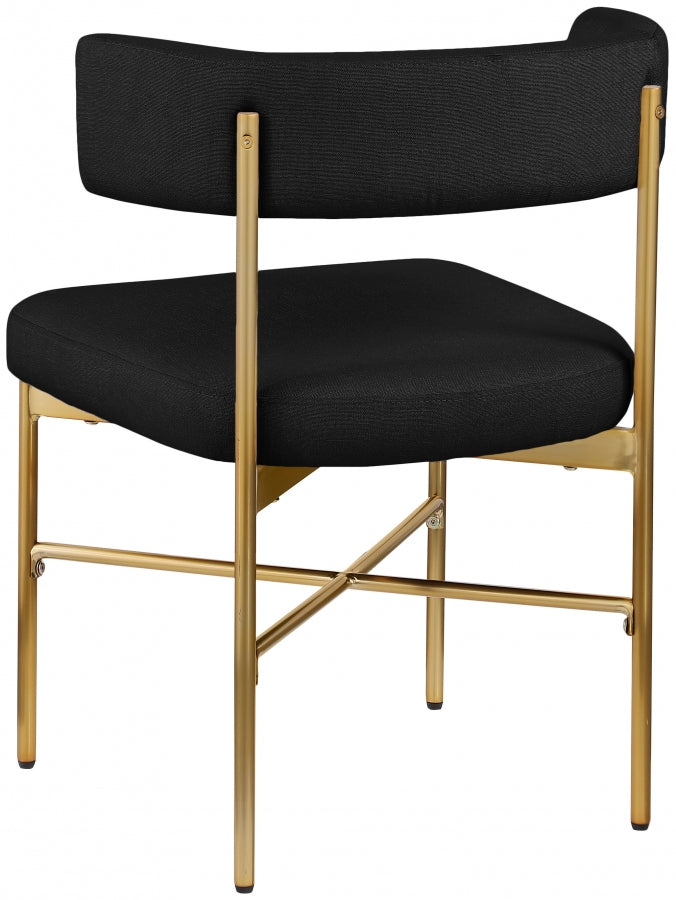 Rivage Linen Textured Fabric Upholstered Dining Chair in Black, Set of 2 - 926Black-C
