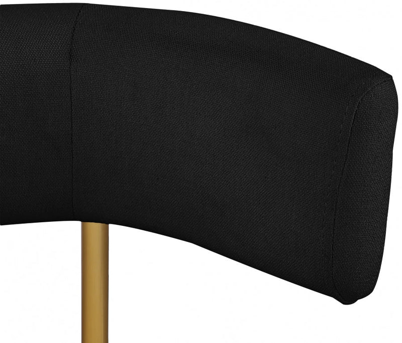 Rivage Linen Textured Fabric Upholstered Dining Chair in Black, Set of 2 - 926Black-C