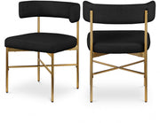 Rivage Linen Textured Fabric Upholstered Dining Chair in Black, Set of 2 - 926Black-C