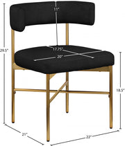 Rivage Linen Textured Fabric Upholstered Dining Chair in Black, Set of 2 - 926Black-C