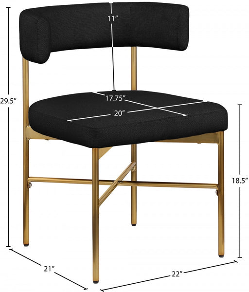 Rivage Linen Textured Fabric Upholstered Dining Chair in Black, Set of 2 - 926Black-C