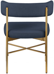 Rivage Linen Textured Fabric Upholstered Dining Chair in Blue, Set of 2 - 926Navy-C