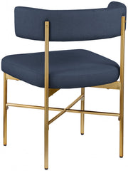 Rivage Linen Textured Fabric Upholstered Dining Chair in Blue, Set of 2 - 926Navy-C