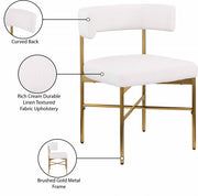 Rivage Linen Textured Fabric Upholstered Dining Chair in Cream, Set of 2 - 926Cream-C