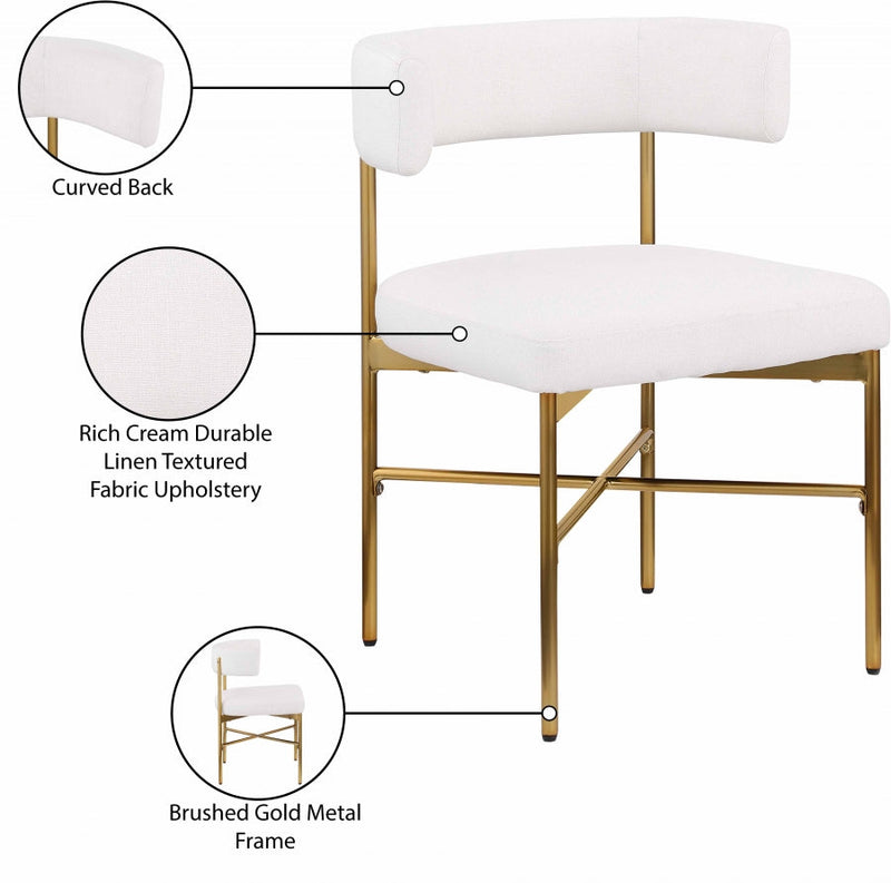 Rivage Linen Textured Fabric Upholstered Dining Chair in Cream, Set of 2 - 926Cream-C