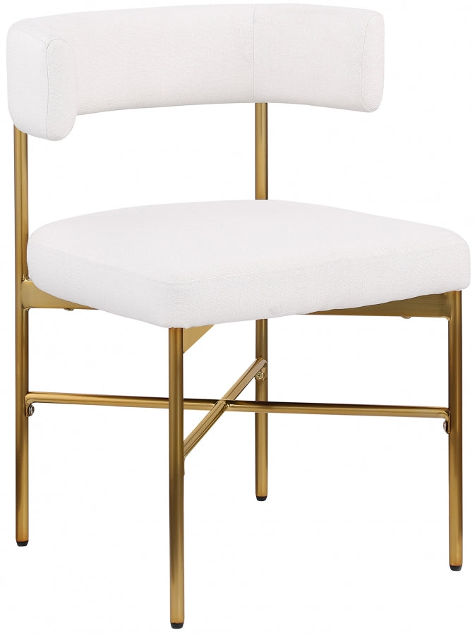 Rivage Linen Textured Fabric Upholstered Dining Chair in Cream, Set of 2 - 926Cream-C