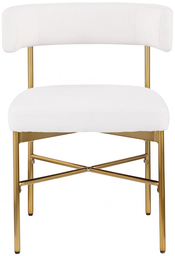 Rivage Linen Textured Fabric Upholstered Dining Chair in Cream, Set of 2 - 926Cream-C